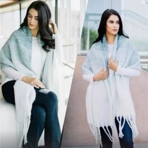 Anthropology Mer Sea “always by the sea” grey ombré blanket scarf